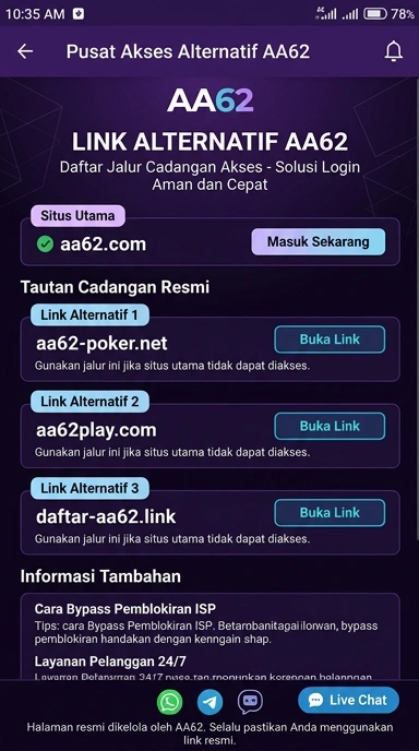 Link Alternatif aa62 untuk Pengguna Android Indonesia