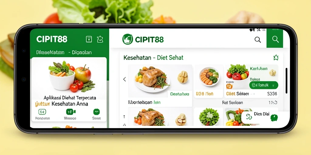 Tampilan antarmuka aplikasi Diet Sehat CIPIT88 yang modern dan mudah digunakan.