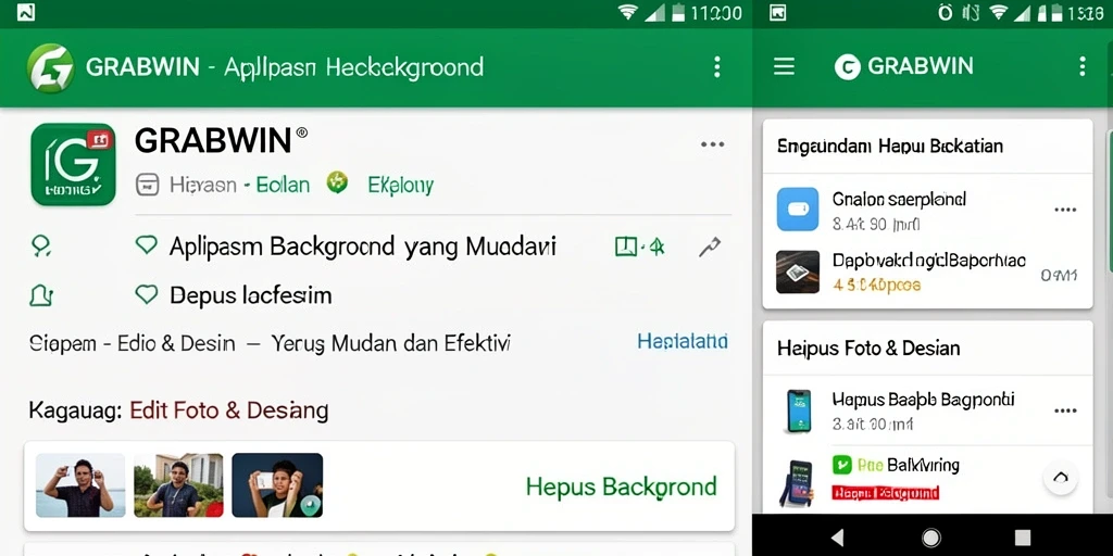 Antarmuka aplikasi GRABWIN untuk menghapus latar belakang gambar.