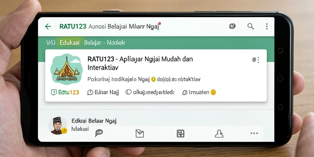 Tampilan utama aplikasi RATU123 untuk belajar ngaji yang interaktif.