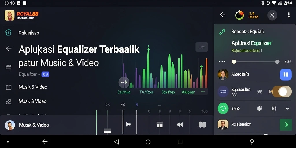 Tampilan antarmuka pengguna aplikasi Equalizer ROYAL88 yang menarik dan mudah dinavigasi.