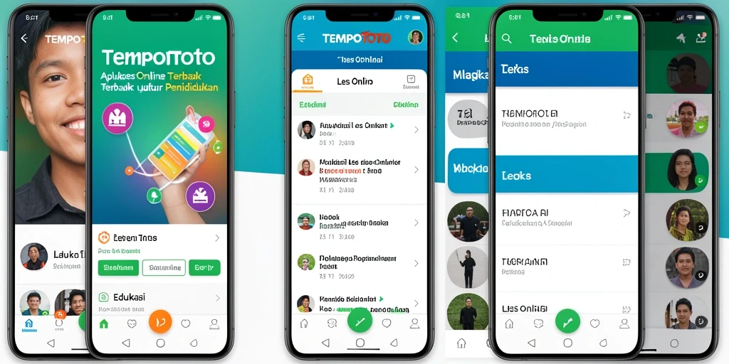 Tampilan antarmuka aplikasi TEMPOTOTO yang ramah pengguna untuk Les Online.